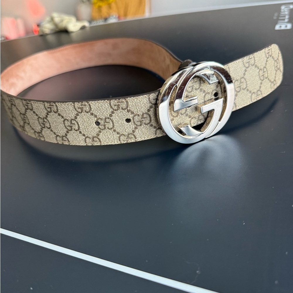 Gucci Tan and Silver Women's Belt